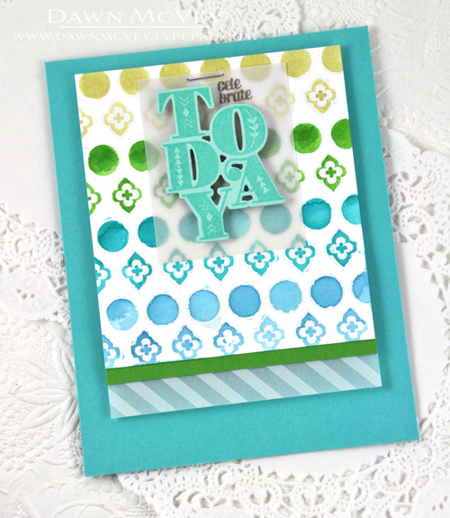 Paper: watercolor card stock, aqua mist, new leaf, hawaiian shores, vellum stripe<br />
Stamps:...
