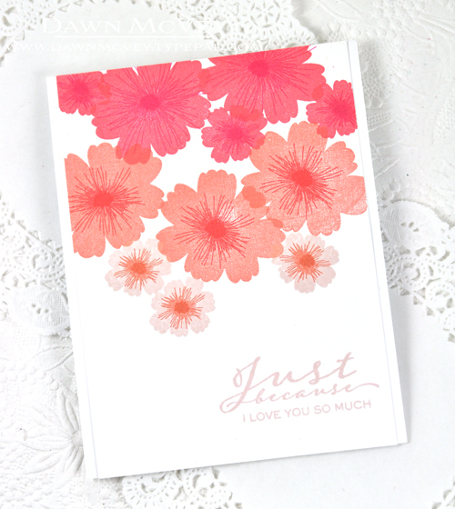 Paper: fresh snow linen, stamper&#039;s select white<br />
Stamps: Bloomers, Scripted<br />...