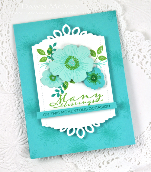 Paper: fresh snow linen, hawaiian shores, stamper&#039;s select white<br />
Stamps: Bloomers,...