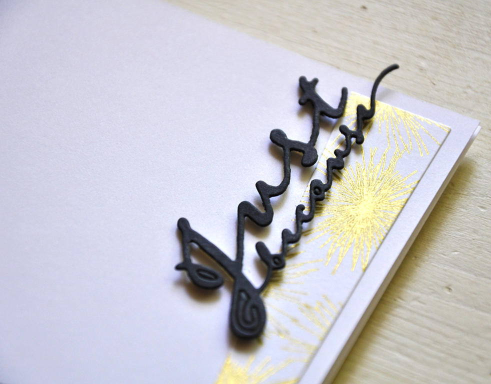 Stamps: Bloomers and Scripted<br />
Ink: Gold<br />
Cardstock: White<br />
Other: Scripted...