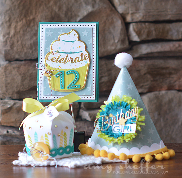 STAMPS: Enclosed: Cupcake<br />
<br />
DIES: Enclosed: Cupcake, Party Hat, Party Hat Trims,...