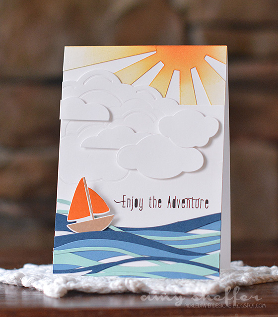 Stamps: Ahoy<br />
<br />
Dies: Ahoy, Cover Plate: Waves, Cover Plate: Blue Skies, Cover...