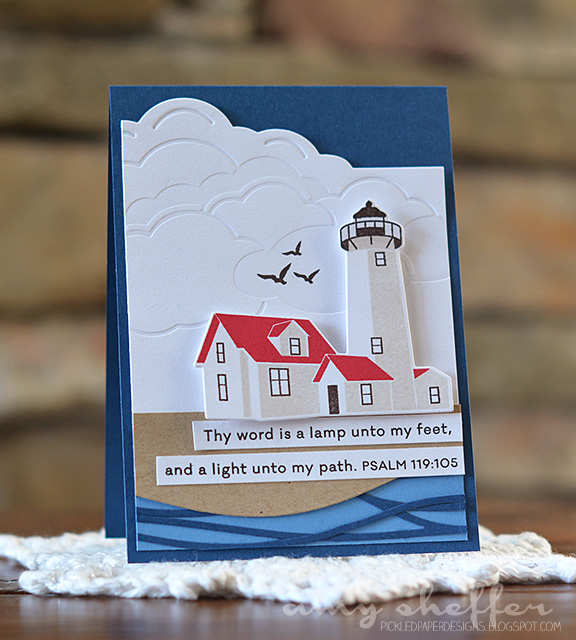Stamps: Guiding Lights, Light of Life<br />
<br />
Dies: Blue Skies Cover Plate, Waves Cover...