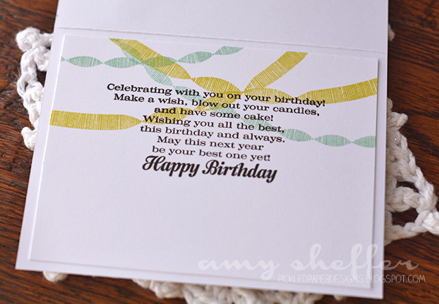Stamps: Tucked In: Birthday<br />
<br />
Ink: Limeade Ice, Aqua Mist, True Black<br />
<br />...