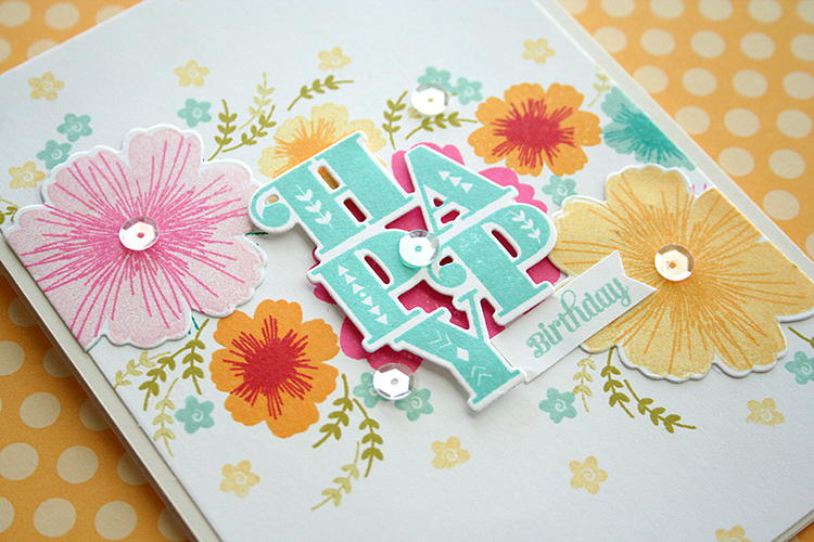 STAMPS: Stacked Sentiments, Bloomers, Tucked In: Birthday<br />
INK: Sweet Blush, Hibiscus...