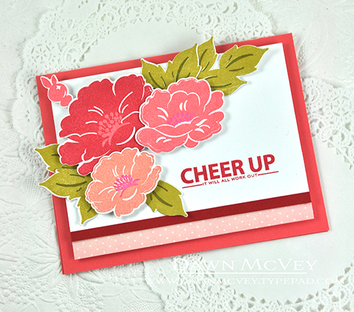 Paper: stamper&#039;s select white, berry sorbet, pure poppy, Vintage Linens patterned paper<br...