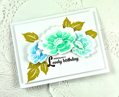 Paper: stamper&#039;s select white<br />
Stamps: Vintage Linens<br />
Ink: versamark, smokey...