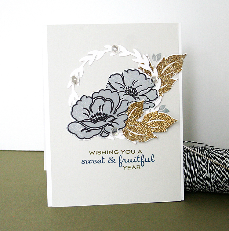 STAMPS: L&#039; Shanah Tovah, Vintage Linens<br />
INK: True Black,  Soft Stone, Ripe Avocado,...