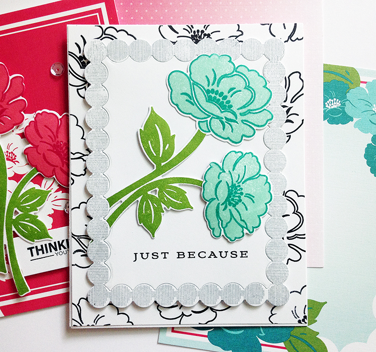 STAMPS: Vintage Linens, Embroidered Borders<br />
INK: New Leaf, True Black, Aqua Mist,...