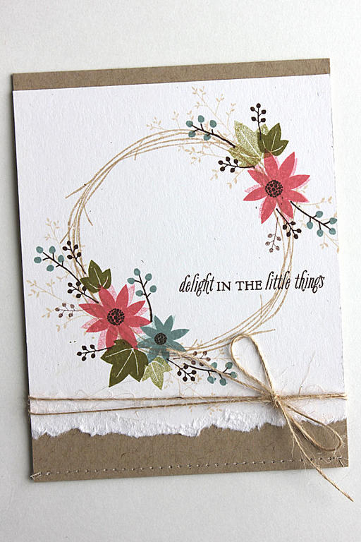 size: 4 1/4" x 5 1/2"<br />
<br />
stamps: Twig Wreath<br />
<br />
ink: Dark...