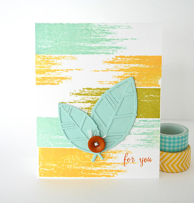 STAMPS: Brushed Off<br />
INK: Aqua Mist, Simply Chartreuse, Harvest Gold, Orange Zest, Canyon...