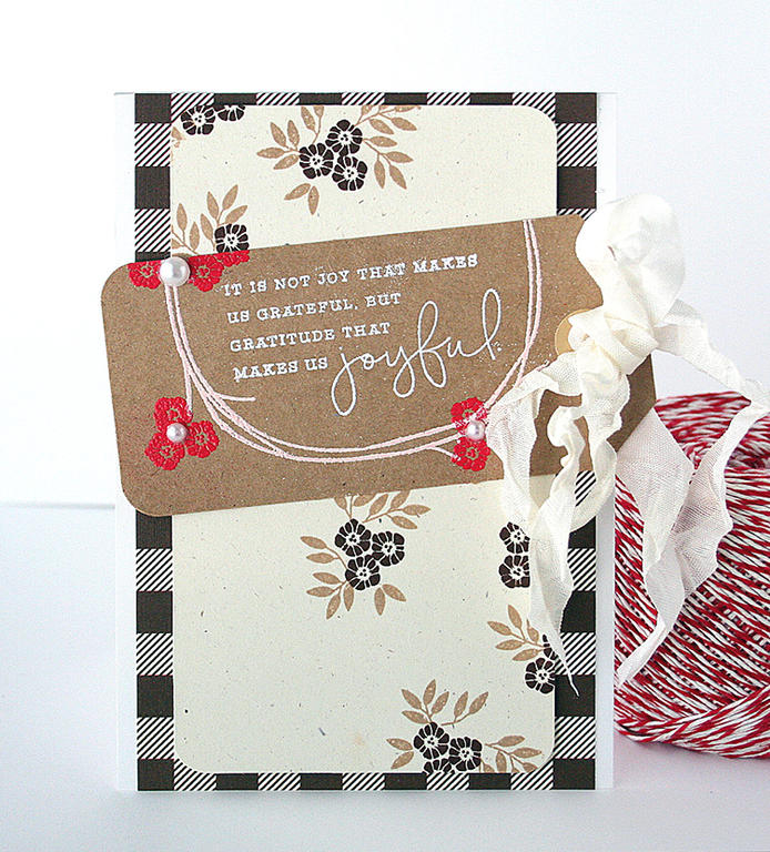 STAMPS: Choose Joy, Twig Wreath<br />
INK: Versarmark, Dark Chocolate, Classic Kraft<br />...