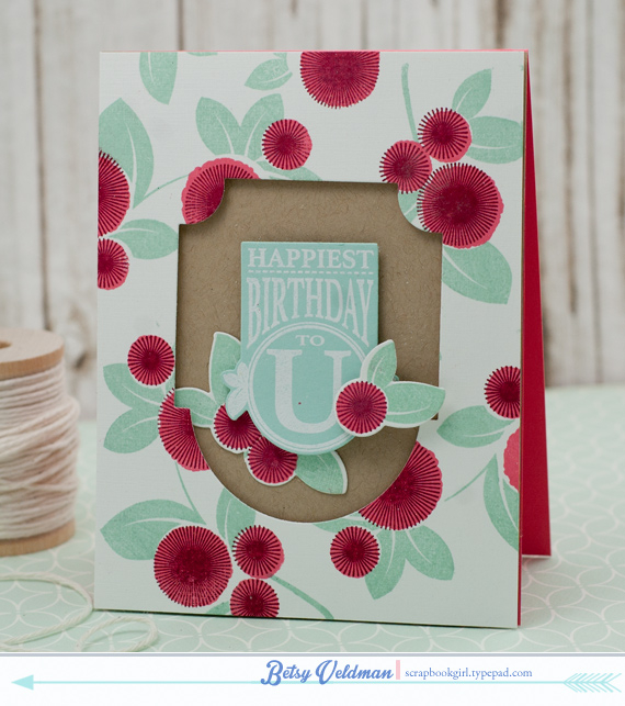 stamps: fall florals<br />
ink: aqua mist, berry sorbet, scarlet jewel, versamark<br />...
