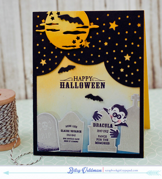 stamps: haunted headstones, make it market mini kit: halloween pin-ups<br />
ink: soft stone,...