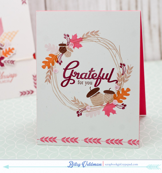 stamps: twig wreath, quilted: autumn, enclosed: Leaf<br />
ink: classic kraft, dark chocolate,...