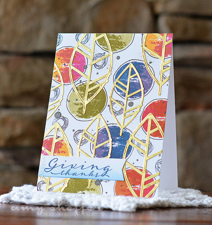 STAMPS: Brushed Off, Circle Scribbles, Scripted<br />
DIES: Leaf Silhouettes<br />
INK: True...