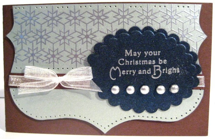 For this card I used Dark Chocolate for the base and used the PTI silver (which is to die for)...