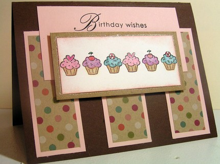 Birthday Wishes...  I used PTI Cardstock.  The cupcakes are from TCP and are colored in with...