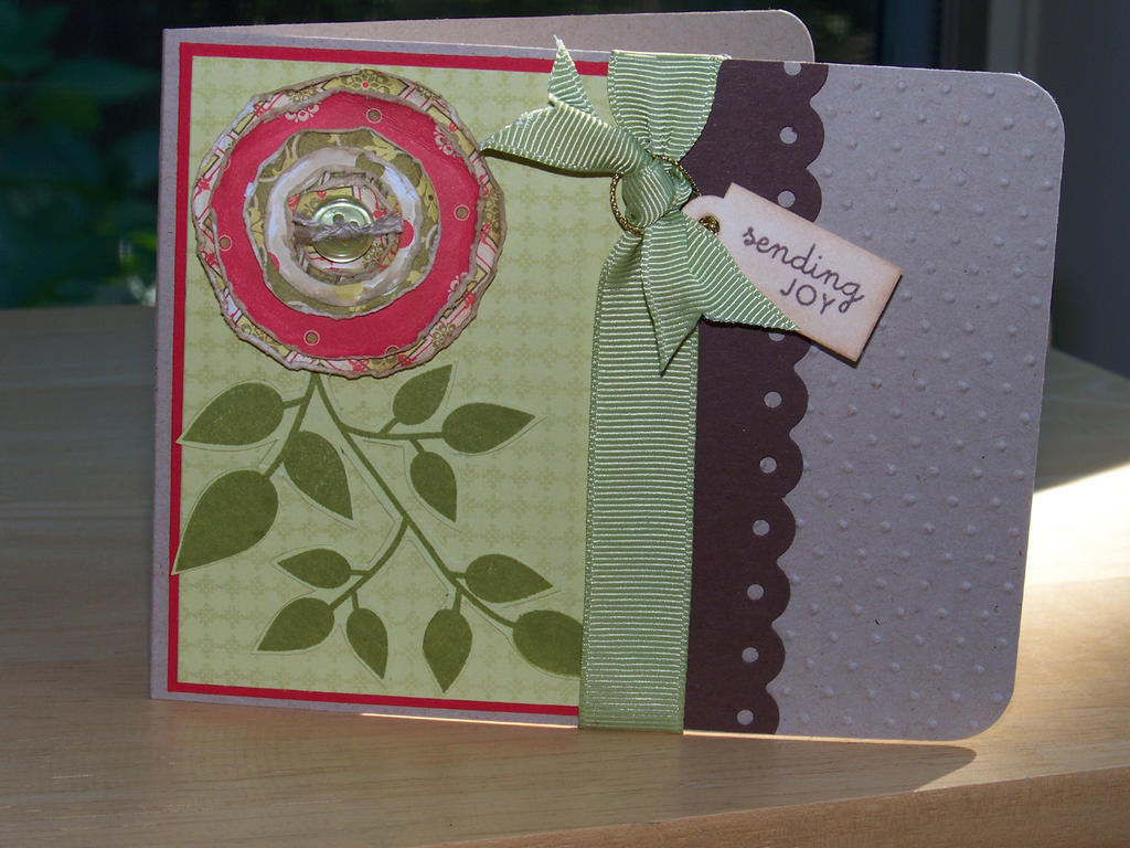 Papertrey cardstock and ribbon, Beautiful Blooms,Holiday Treats.<br />
Nested flower with...