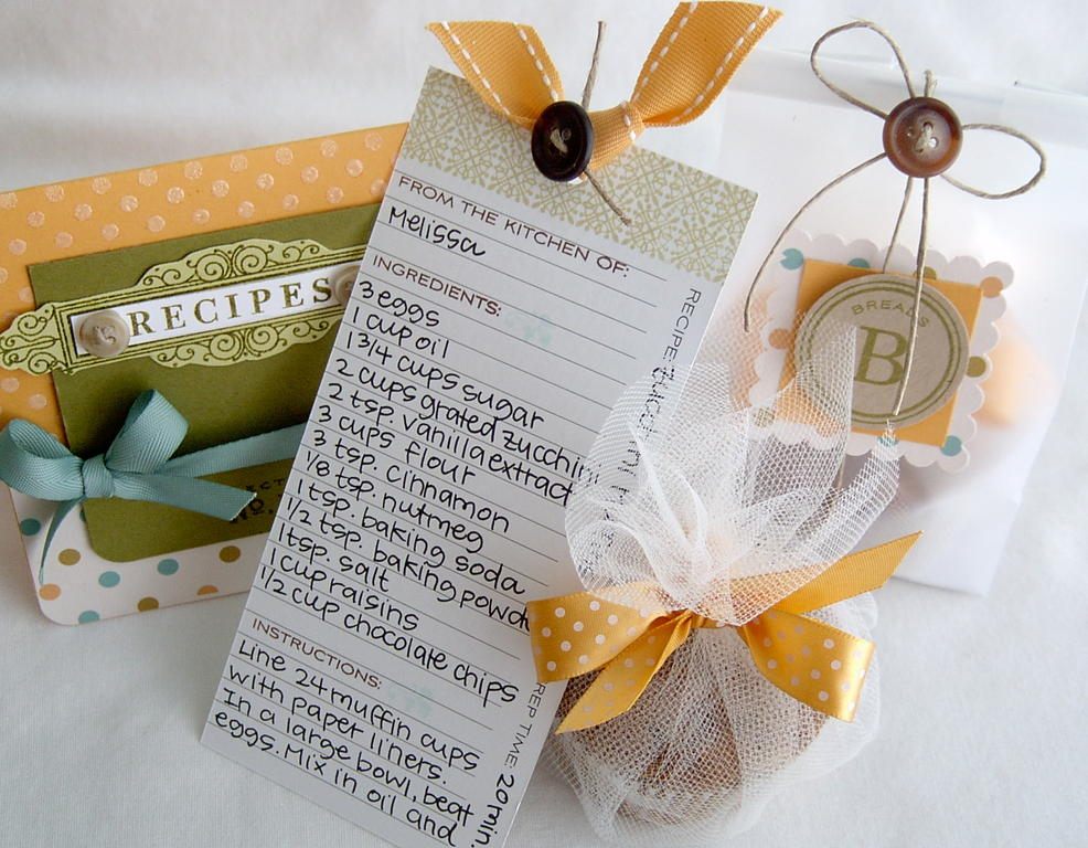 Zucchini Muffin recipe, card, and gift bag for neighbor