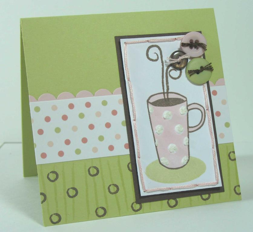 Stamps:  Warm Happiness<br />
Ink:  Dark Chocolate, Spring Moss, Sweet Blush<br />
Paper:...