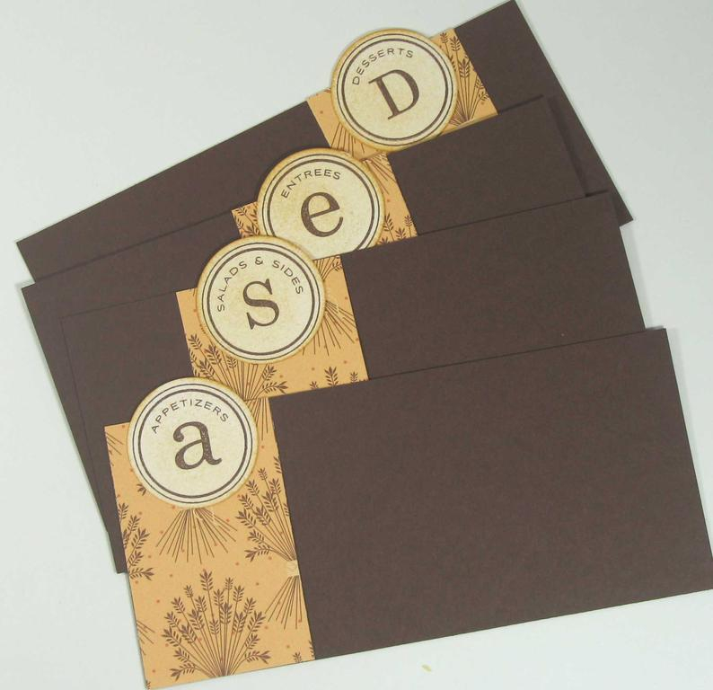 Stamps:  Recipe Box, Recipe Box Label, First Fruits<br />
Ink:  Dark Chocolate, Summer Sunrise,...