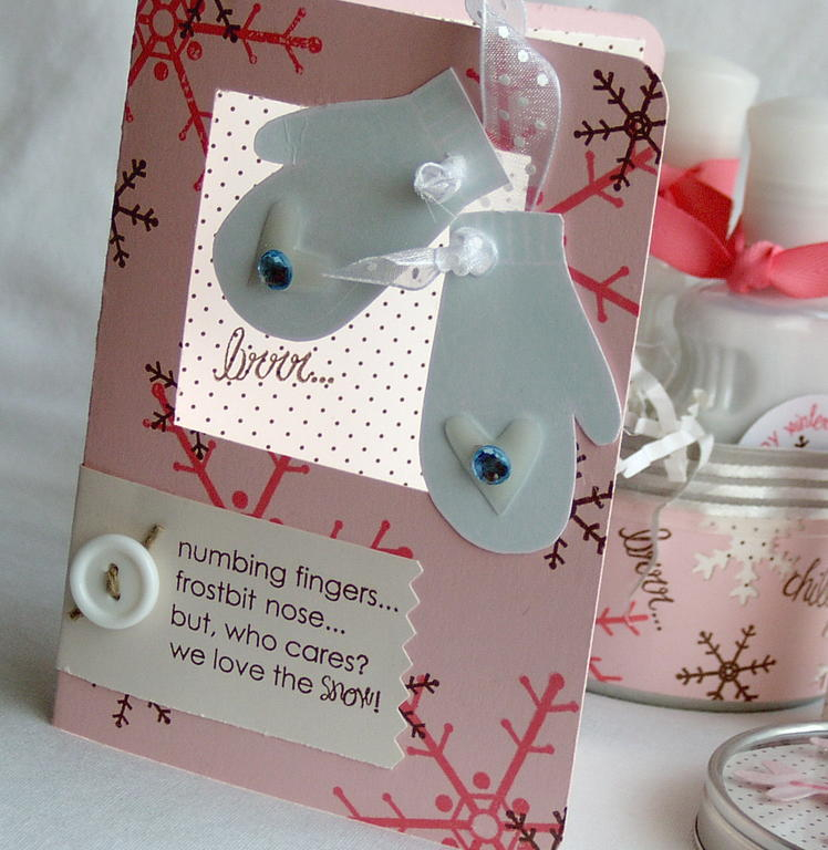 Snowfall Winter Gift set with card, lotion, and container