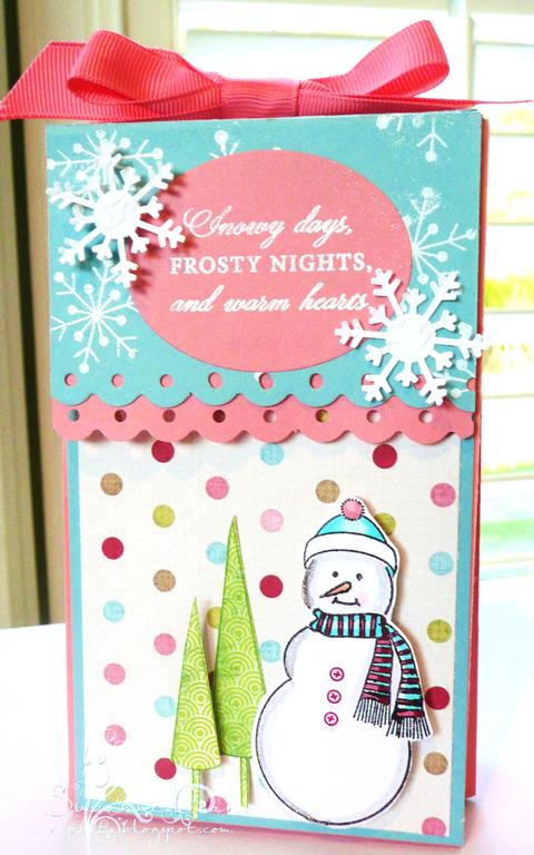 This is an accordian gift bag/box that I created (my own design) for the Guest Star Stamper...