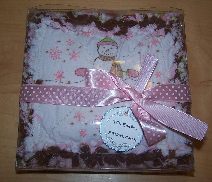 Snowgirl scarf  packaged in a clear stamp box wrapped with PTI pokadot ribbon then I  added a...