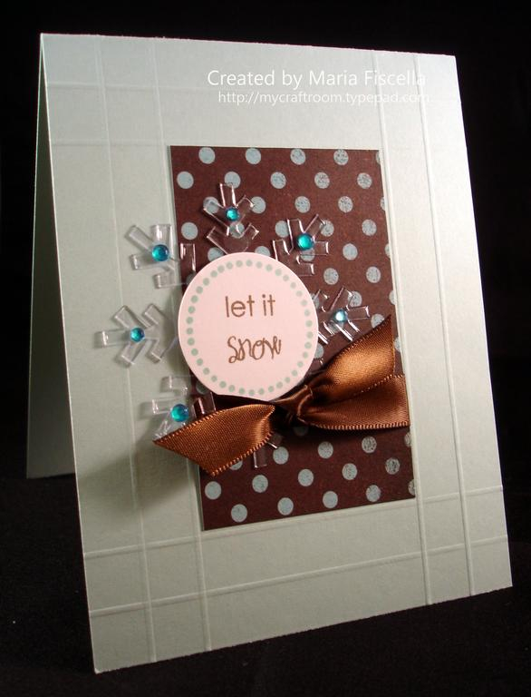 I had some fun with this one!  Aqua mist base, embossing with my Scor-pal, BasicGrey paper,...