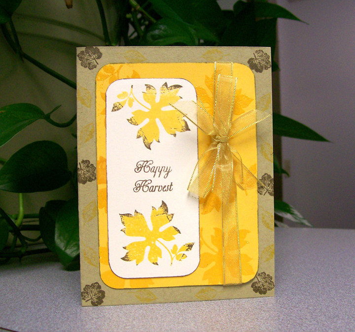 I started with a base of PTI kraft then a layer of Summer Sunrise with embossed leaves from...