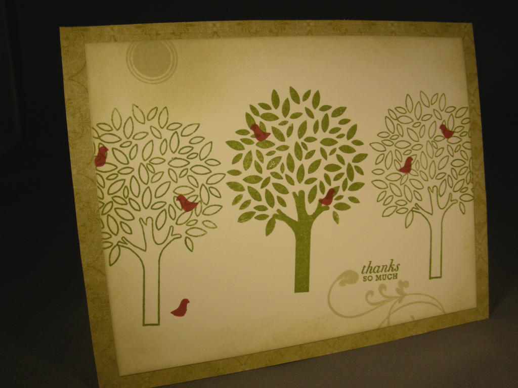 the idea for this card is based on one I saw on the Memory Box site but uses the 2 awesome trees...