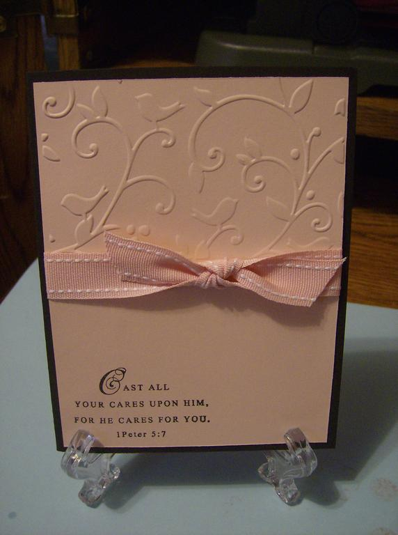 This was a pink and black color combo challenge on SCS, I used Sweet Blush card stock and ribbon...