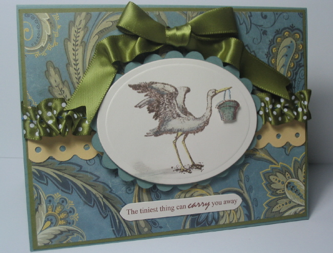 See how regal they are?  The printed paper is Anna Griffin, as is the stork stamp.  I have a...