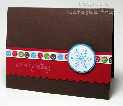 Just an ultra quick holiday card (inspired by this American Crafts ribbon)