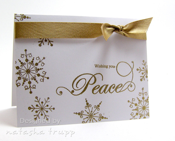 A quick, classic Christmas card, featuring PTI white paper and gold EP.