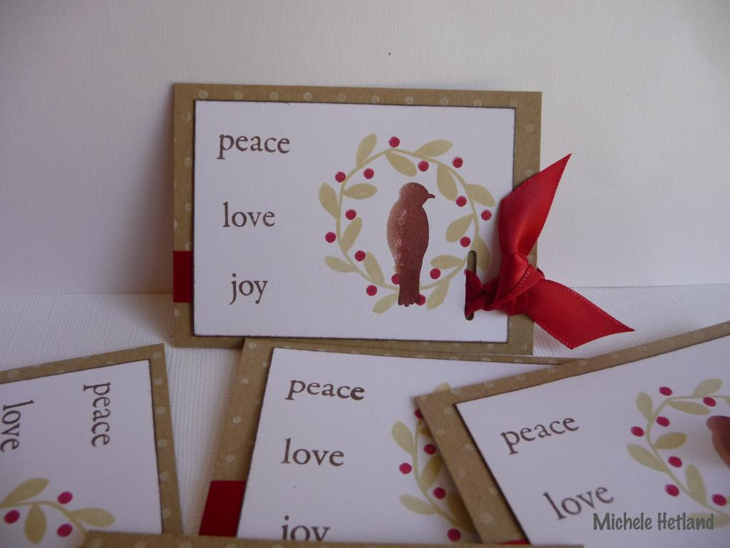 Stamps:  Birds of a feather, rustic branches<br />
Inks:  Chocolate, pure poppy, spring moss<br...
