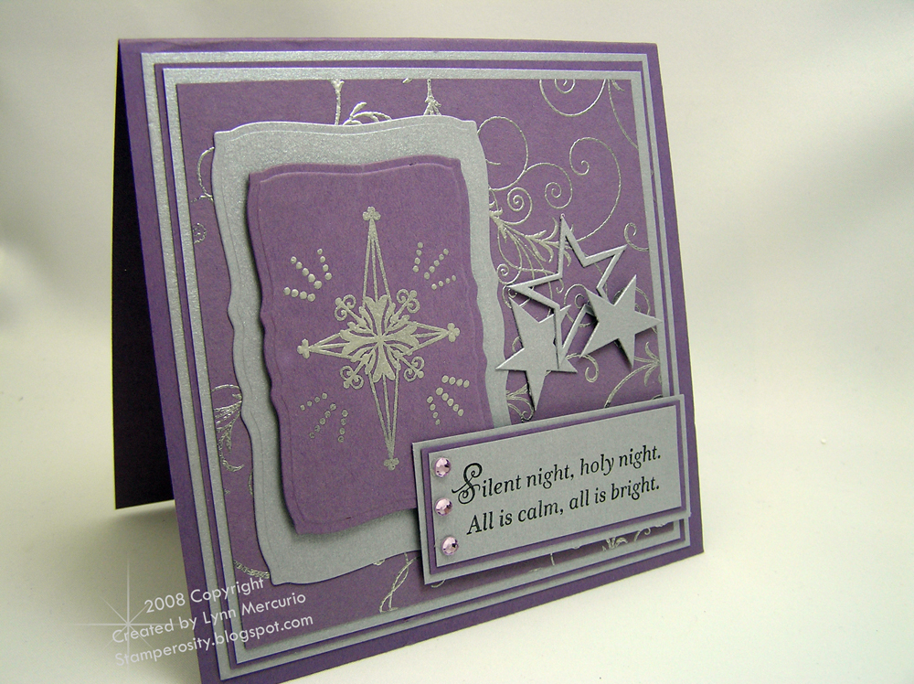 Stuff I Used: Stamps: Silent Night: Papers: Plum Pudding (PTI), Silver Metallic (SU!); Inks:...