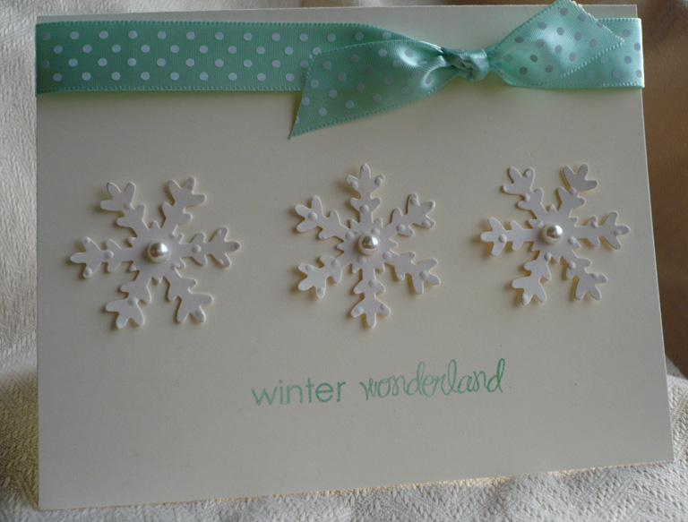 I used the swiss dots cuttlebug folder before using the Marvy snowflake punch.