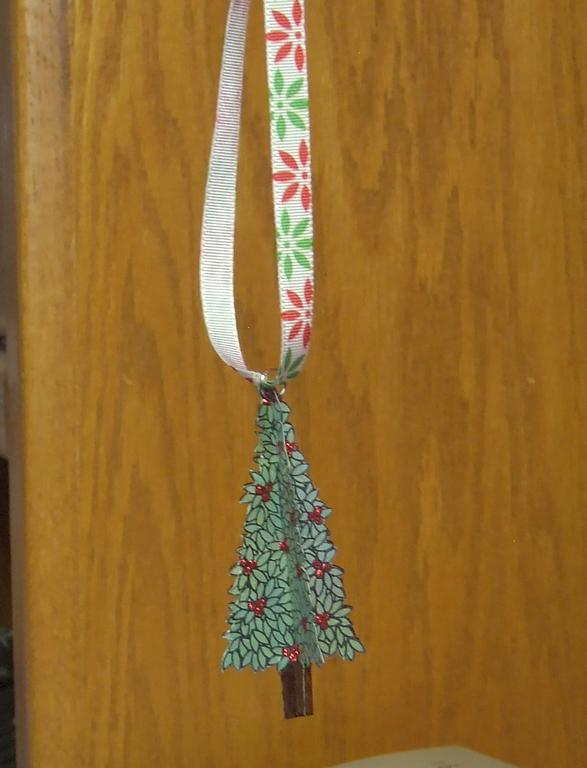 A 3D ornament using the tree from Believe.  Alcohol inks (Adirondack) were used on shimmer white...