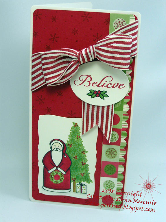 I Believe, do YOU?<br />
Stamps: Believe, Snowfall; Papers: Vintage Cream, Dashing DSDP, Real...