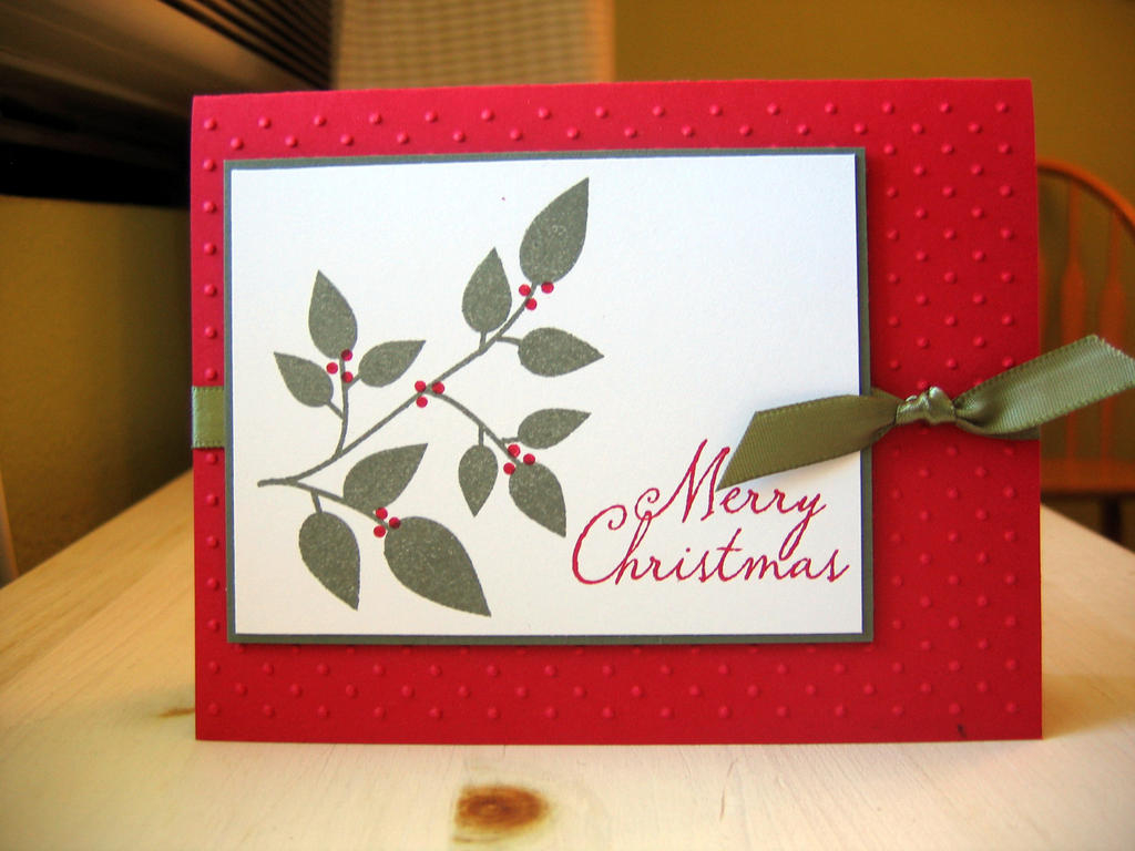Simple Christmas Card 2<br />
I used the leaves from Beautiful Blooms and the smallest dot from...