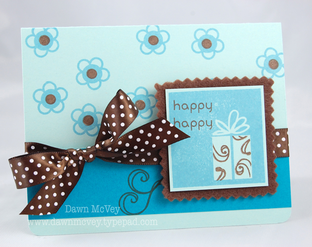 Paper: aqua mist, SU! taken with teal<br />
Stamps: Out of the Box<br />
Ink: dark chocolate,...