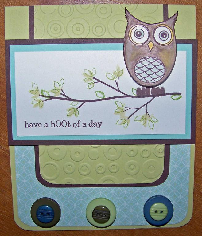 Card I made using Wise Owl set that I won from Ali and original Out on a Limb