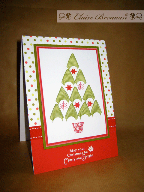 Christmas tree card made with my ribbon technique