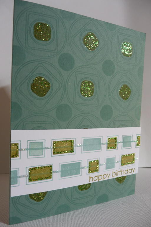 Ocean tides cardstock, ocean tides and ripe avocado ink, shapes by design stamps, stickles