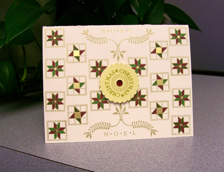 Stamps used:  Quilter&#039;s Sampler, First Fruits, Merry &amp; Bright Additions<br />
Paper:...
