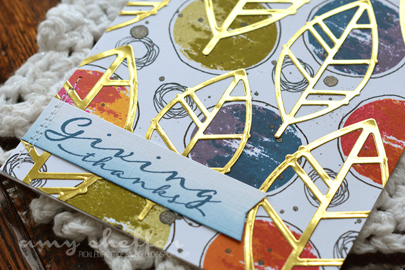 STAMPS: Brushed Off, Circle Scribbles, Scripted<br />
DIES: Leaf Silhouettes<br />
INK: True...