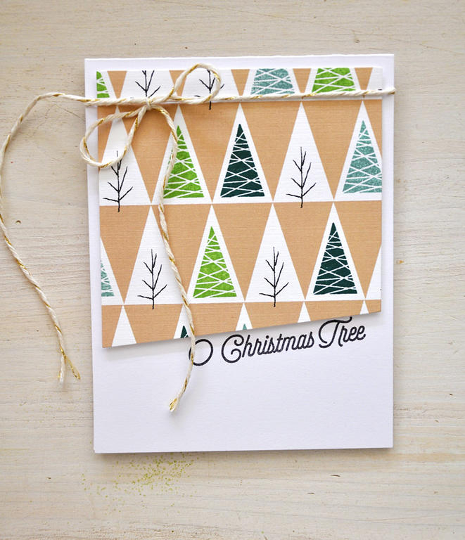 Stamps: Treetops Glisten<br />
Ink: Raspberry Fizz, Gold, New Leaf, Ocean Tides, Pinefeather,...