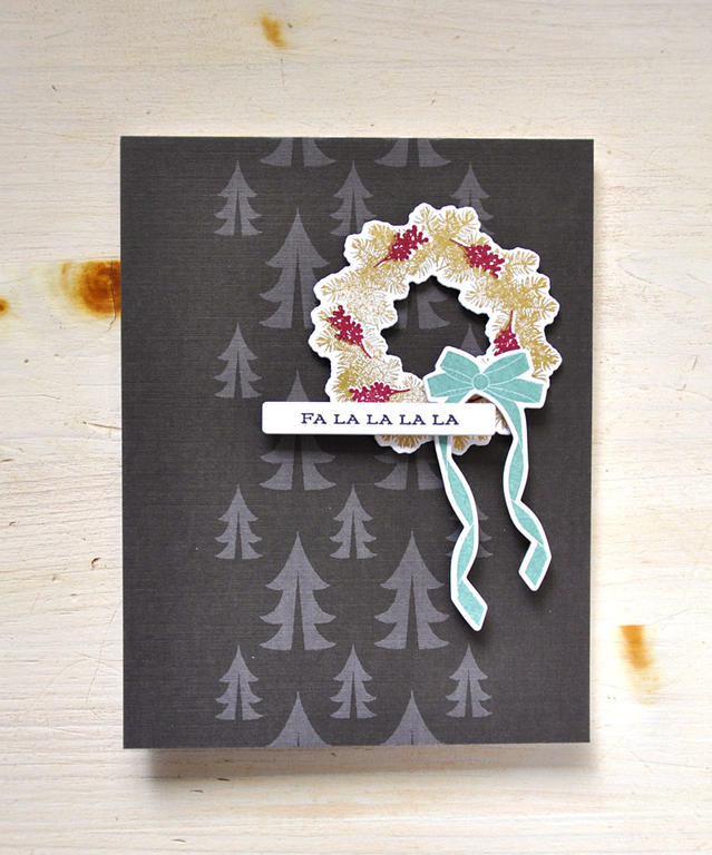 Stamps: Deck the Halls<br />
Ink: Gold, Scarlet Jewel, and Ocean Tides<br />
Cardstock:...